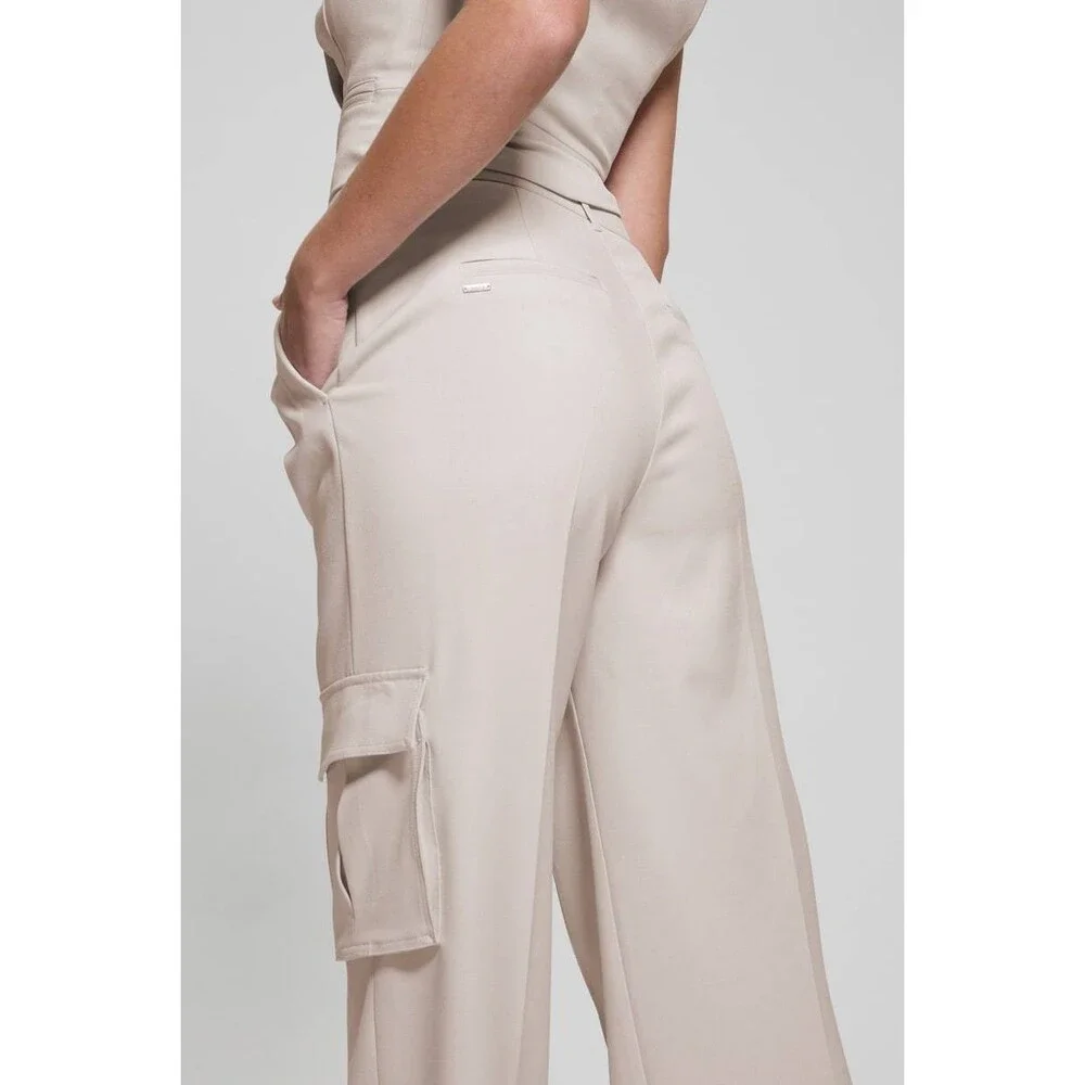 Guess Eco Matea Perfect Cargo Pants Ivory M NWOT $148